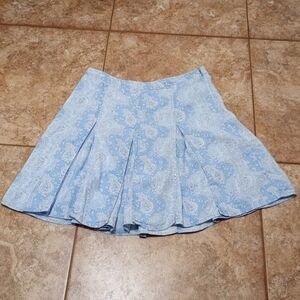 Tommy Hilfiger Blue White Paisley Print Pleated Skirt Size Medium